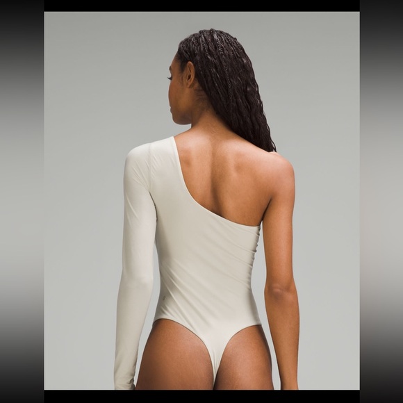 New Lululemon wundermost ultra soft Nulu long sleeve one shoulder body suit tan - Picture 3 of 6